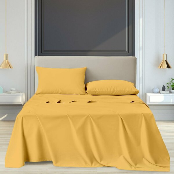 Luxury Dreams 4-Piece 1800 TC Series Deep-Pocket Luxurious Organic Bamboo Blend Bed Sheet Set LD-1800BF-4PC-GOL-CK